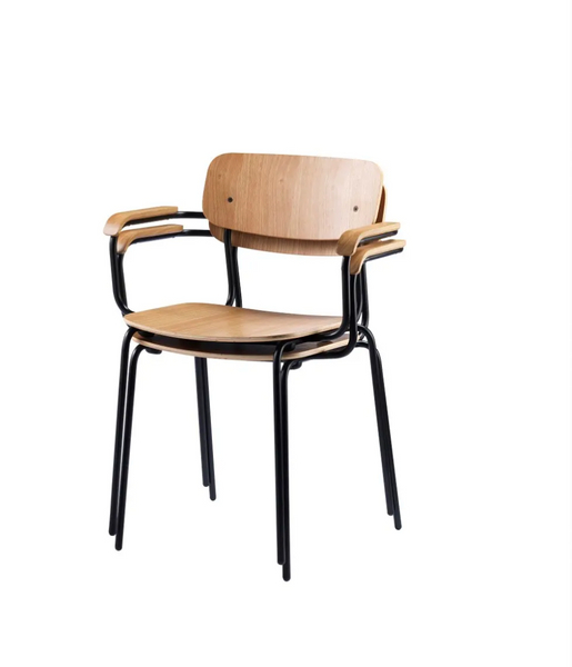 FDB Møbler J183 Holmen Stackable chair with armrest by Jakob Thau