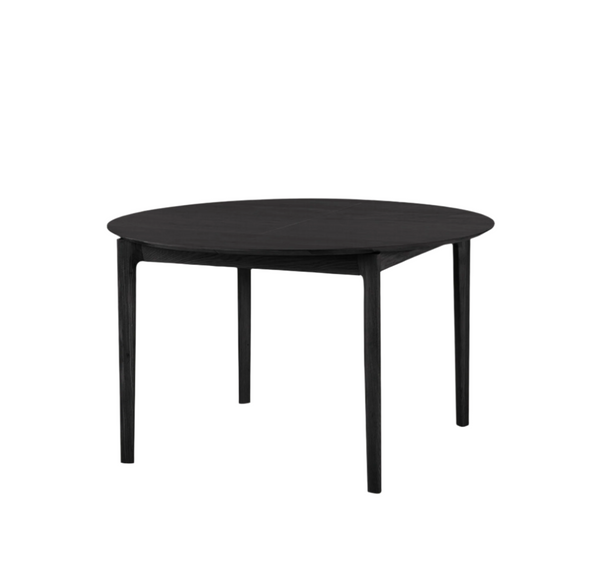 Ethnicraft Bok Oak Black round extension dining table